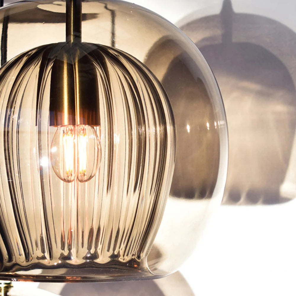 June Glass Globe Pendant Light Clear &Amber