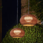 Ray Retro Lantern Gold Pendant Light, Bamboo/