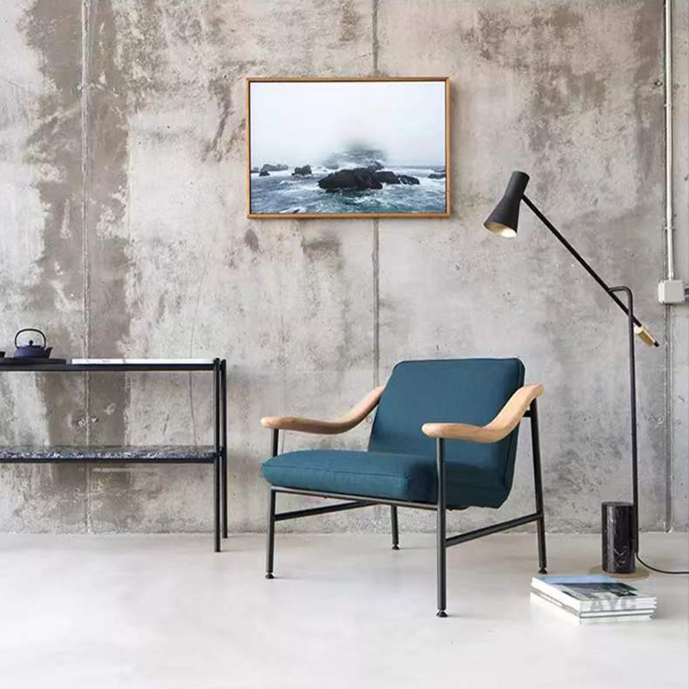 Carins Modern Nordic Minimalistic Floor Lamp, Marble & Metal, Black