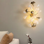Olivia Decorative Flower in Golden White Ceramic Wall Lamp