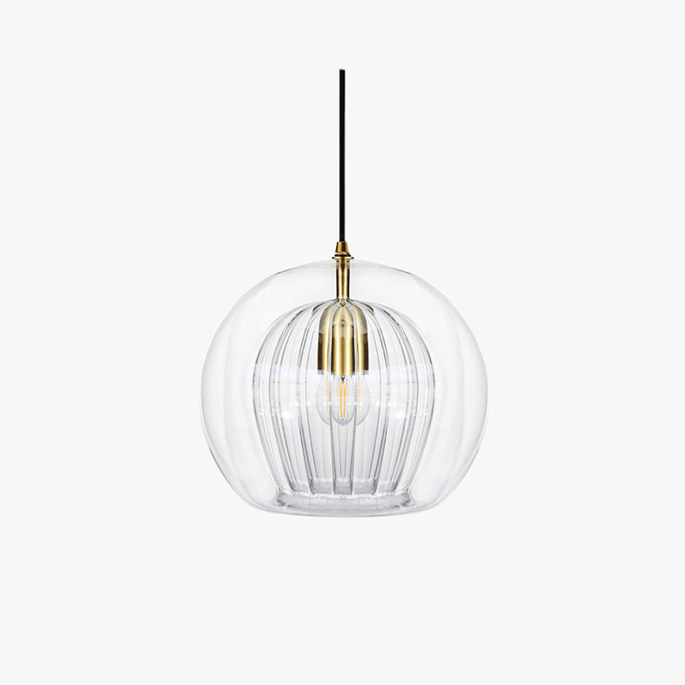 June Pendant Light Bulle Nordic Glass Transparent/Gold Living Room/Bedroom - Kingsley Beaumont