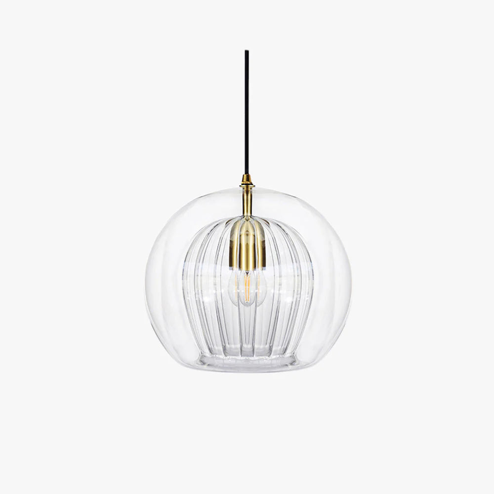 June Glass Globe Pendant Light Clear &Amber