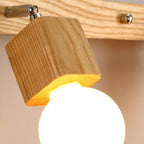 Muto Modern Square Globe Metal/Wood Wall Lamp, Vanity Light