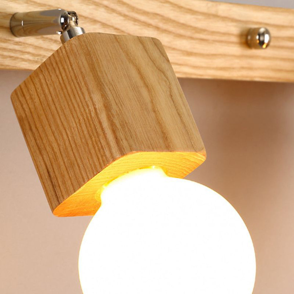 Muto Modern Square Globe Metal/Wood Wall Lamp, Vanity Light