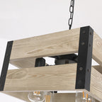 Silva Retro Square Metal & Wood Pendant Light, 4 Heads, 2 Style