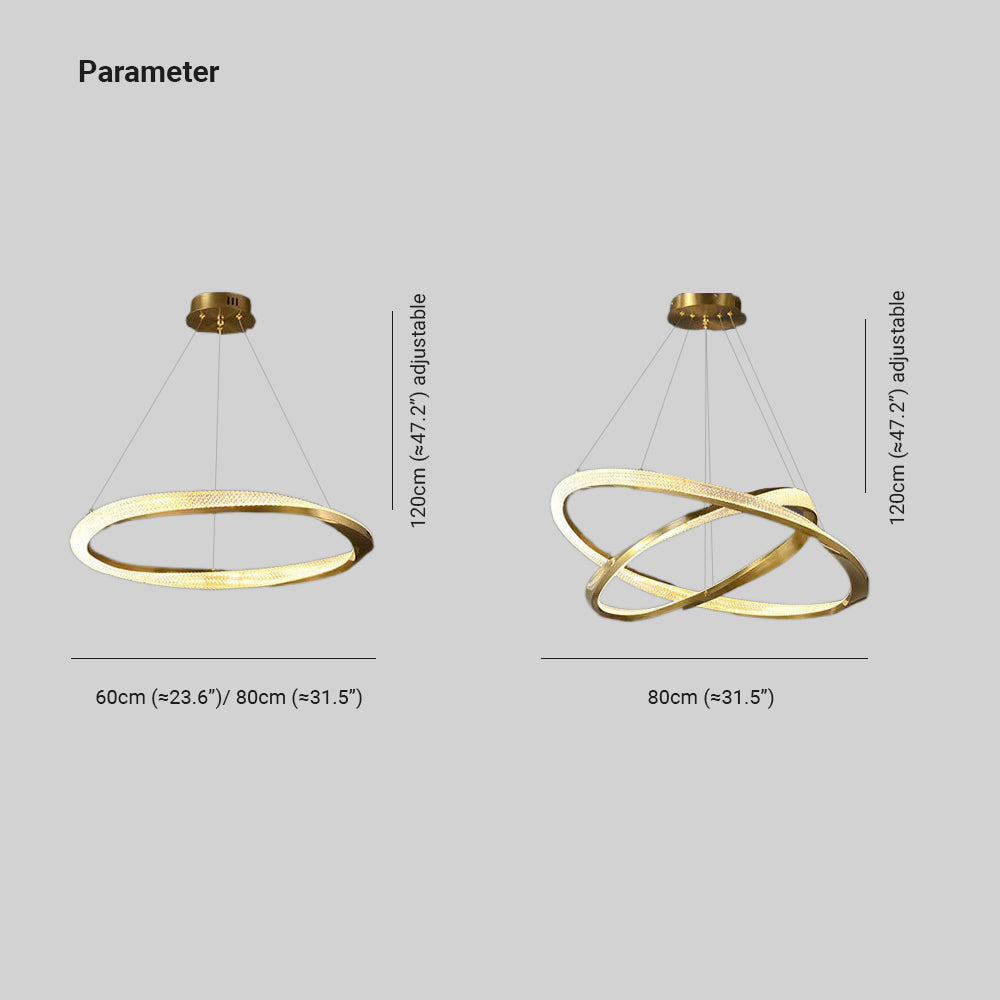 Kristy Pendant Light, Aluminium & Arcylic, 1/2 Rings, 2 Color