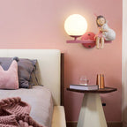 Aria Modern Metal/Glass Wall lamp, White & Pink