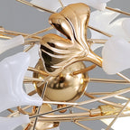 Olivia Ginkgo Leaf Modern Petal Shaped Metal Chandelier, Gold