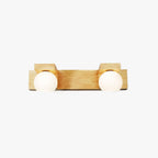 Muto Wooden Ball Mirror Front Vanity Wall Lamp, Log Color