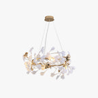 Olivia Ginkgo Leaf Modern Petal Shaped Metal Chandelier, Gold