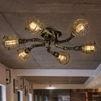 Alessio Industrial Flush Mount Ceiling Light, Black/Brass