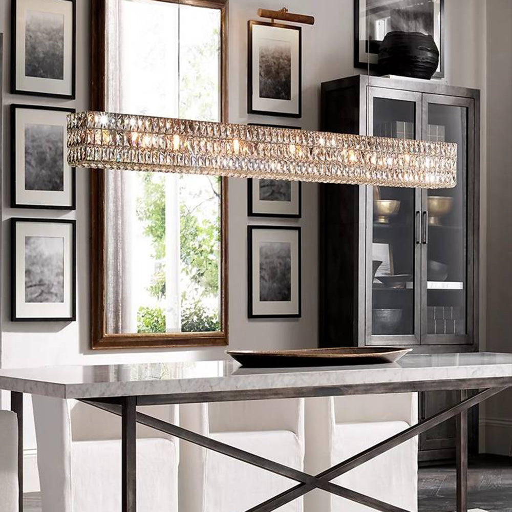 Kristy Rectangular Luxury Crystal Chandelier, 2 Colour