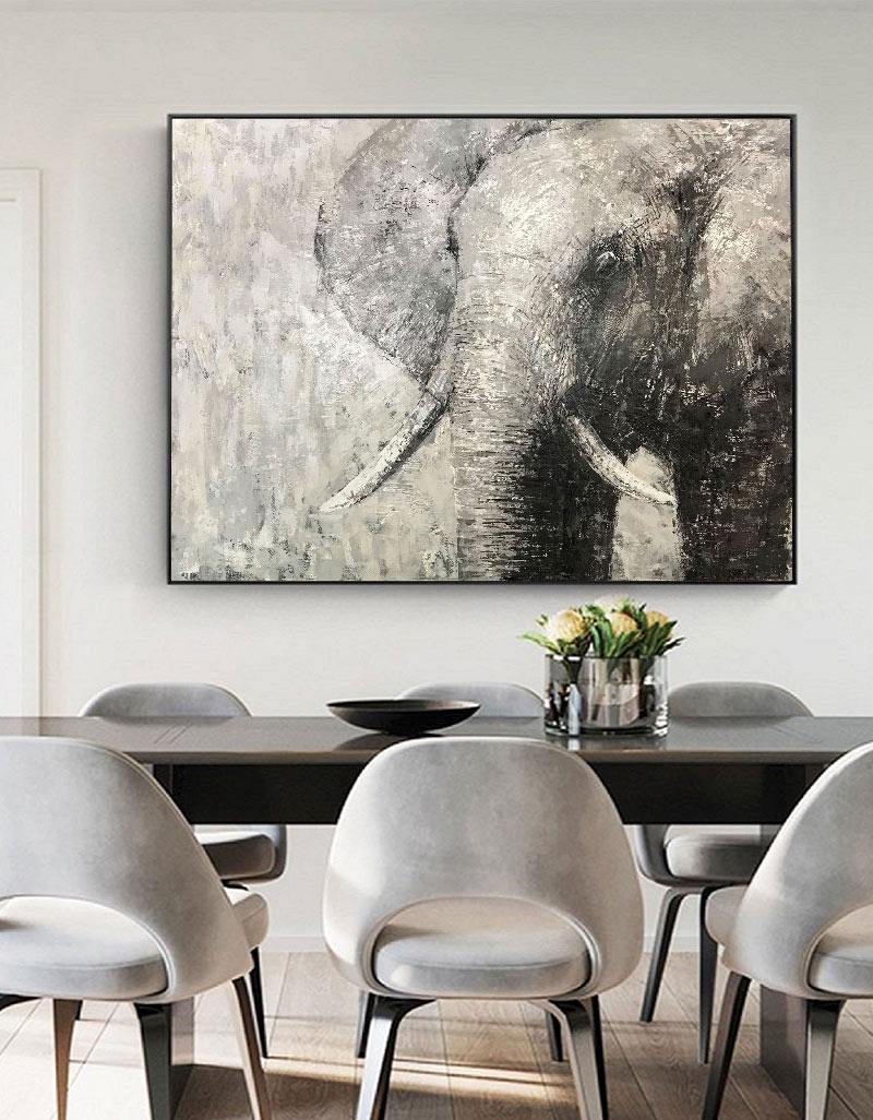 Monochrome Elephant Oil Painting