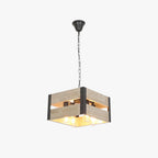 Silva Retro Square Metal & Wood Pendant Light, 4 Heads, 2 Style