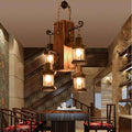 Epoch Vintage Rectangular Metal/Wood Hanging Pendant Light，Wood