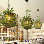 Ritta Rustic Plant Art Deco Globe Vine Pendant Light