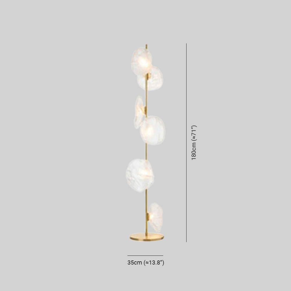 Byers Luxury Flower Metal/Glass Floor Lamp, Black/Gold/Grey