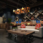 Epoch Retro Rectangular Metal/Wood Pendant Light, Walnut