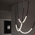 Arisha Modern Linear Metal/Silicone Pendant Light, Black