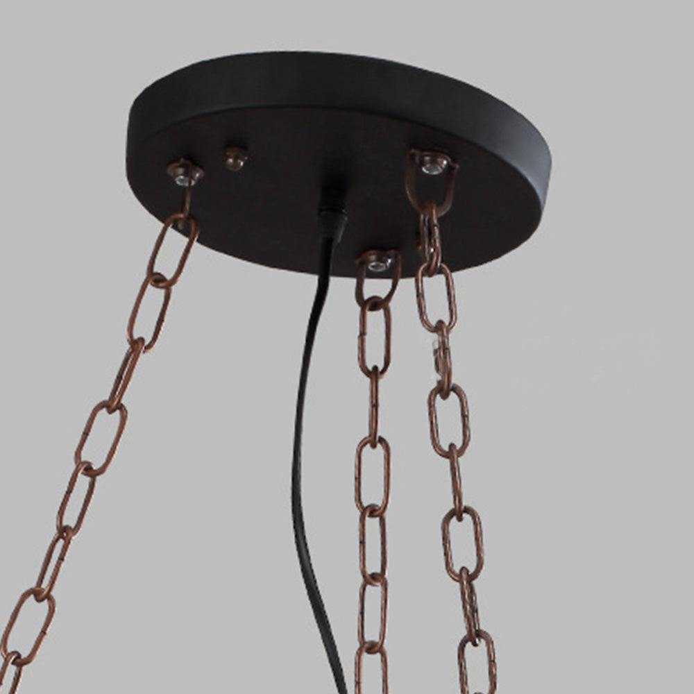 Epoch Retro Rudder Metal & Wood Pendant Light, 6 Heads