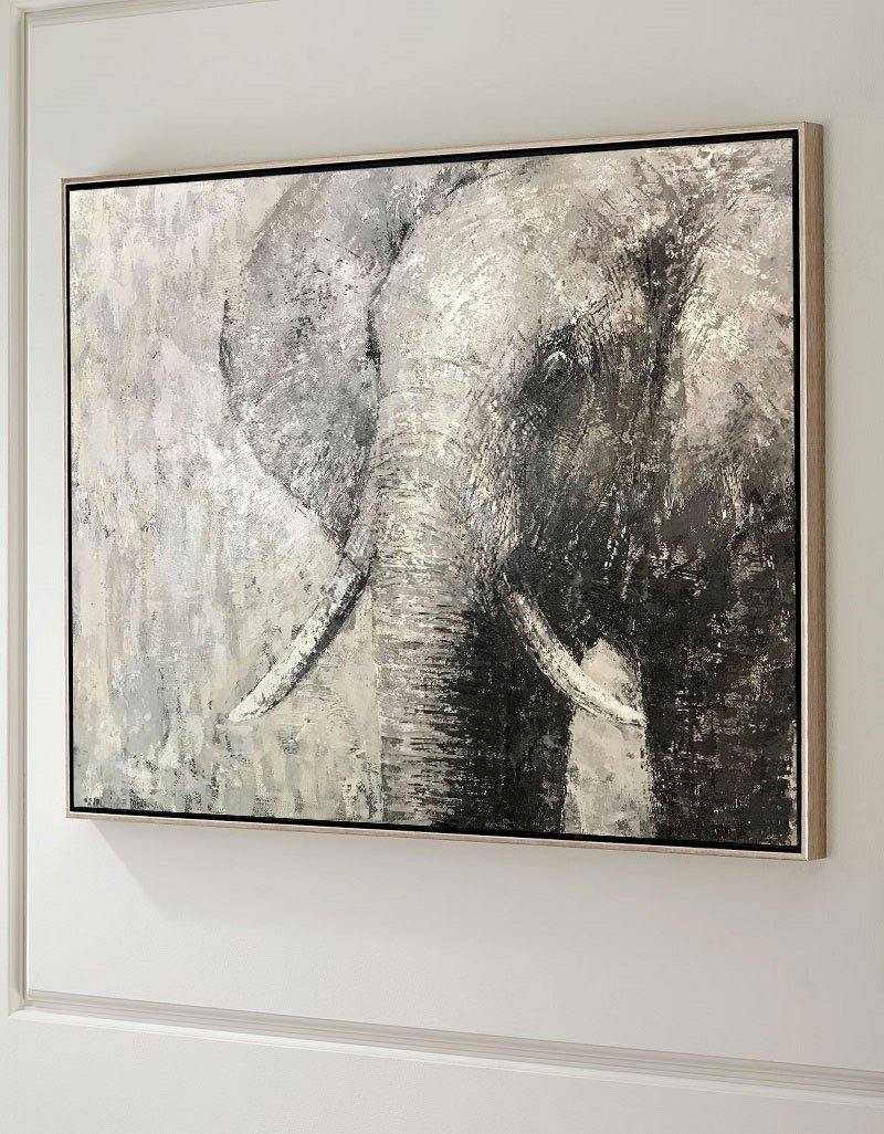 Monochrome Elephant Oil Painting