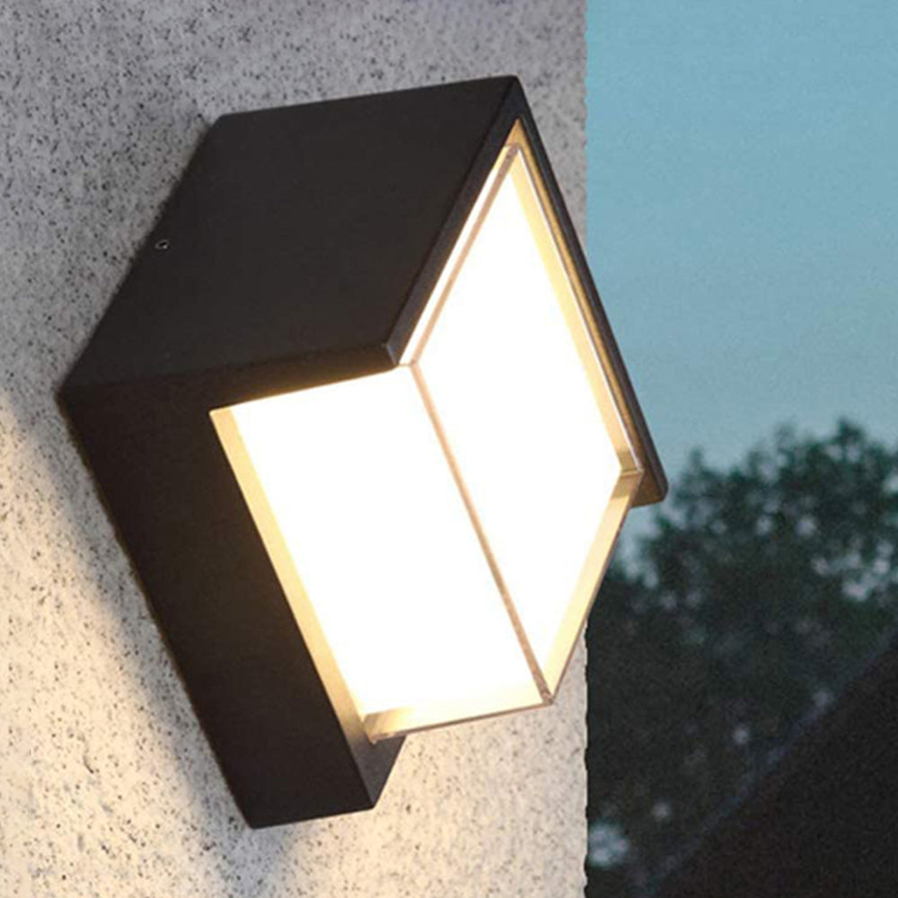 Ray Modern Square Metal Outdoor Wall Lamp Black White