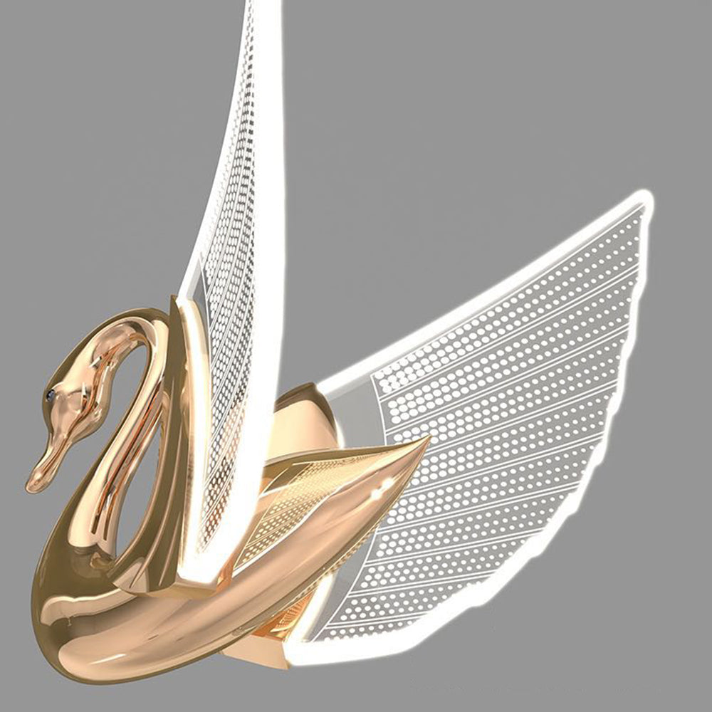 Arisha Art Deco Swan /Metal Wall Lamp, Gold/Rose Gold