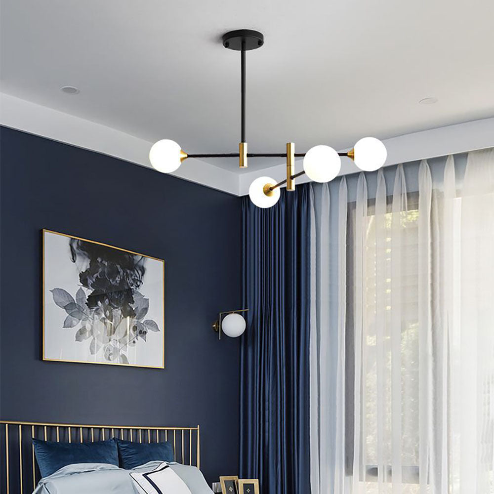 Valentina Nordic Spherical Bubble Metal/Glass Chandelier, Black/Gold