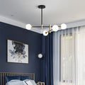 Valentina Nordic Spherical Bubble Metal/Glass Chandelier, Black/Gold
