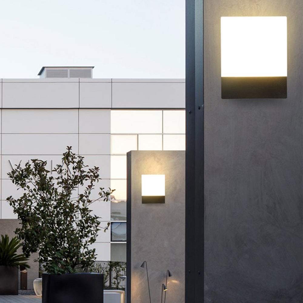 Ray Modern Sensor Rectangular Metal Outdoor Wall Lamp, Black/White