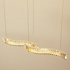 Kristy Luxury Wave Crystal/Metal Pendant Light, Silver/Gold