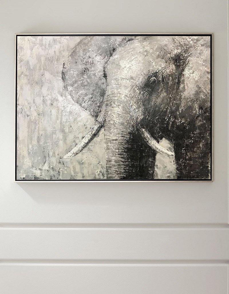 Monochrome Elephant Oil Painting