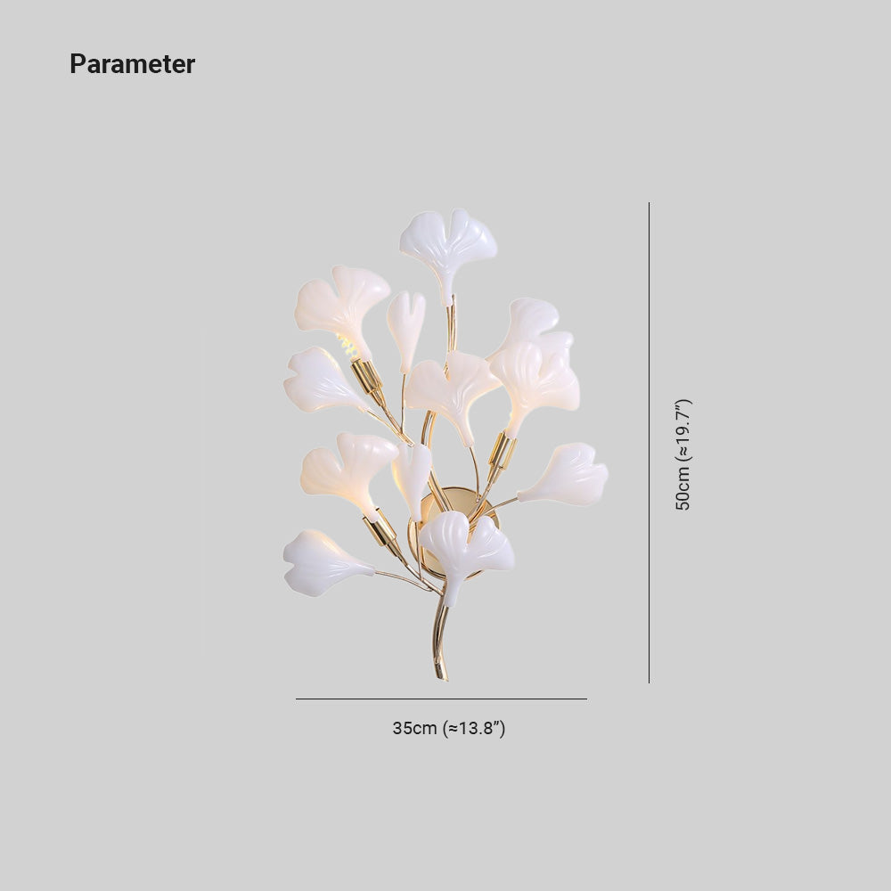 Olivia Decorative Flower in Golden White Ceramic Wall Lamp