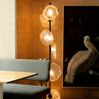 Byers Luxury Flower Metal/Glass Floor Lamp, Black/Gold/Grey