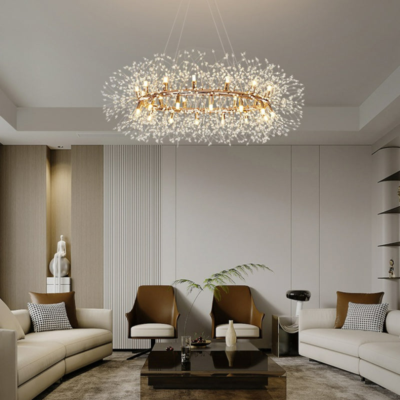 Arisha Modern Dandelion LED Pendant Light GoldCrystal Bedroom/Living Room