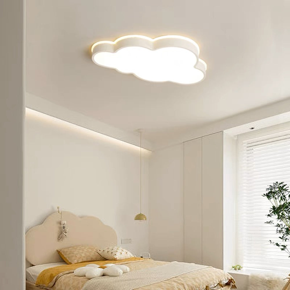 Arisha Modern Flush Mount Cloud Ceiling Light, White, Metal