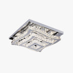 Kristy Luxury Square Metal/Glass Flush Mount Ceiling Light, Living Room