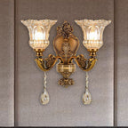 Ramiq Vintage Flor Metal/Glass Wall lamp, Gold