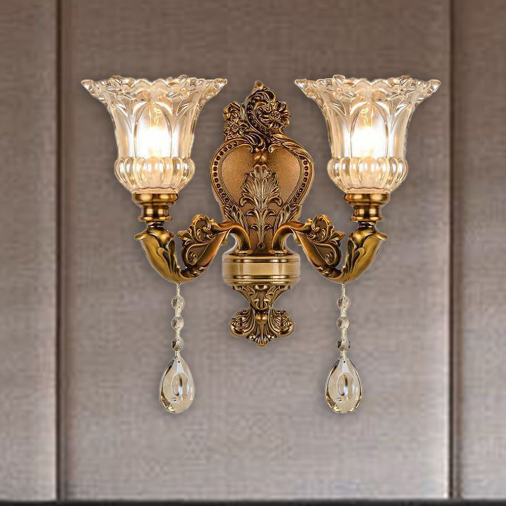 Ramiq Vintage Flor Metal/Glass Wall lamp, Gold