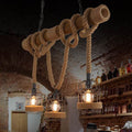 Silva Vintage 3 Heads Wood Rope Pendant Light