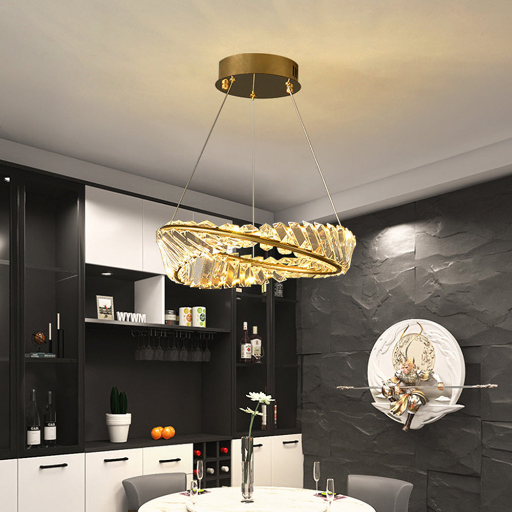 Kristy Modern Luxury Round Glass Chandelier, Gold