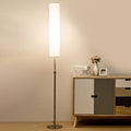 Eryn Minimalist Metal and Fabric Cylindrical White Floor Lamp