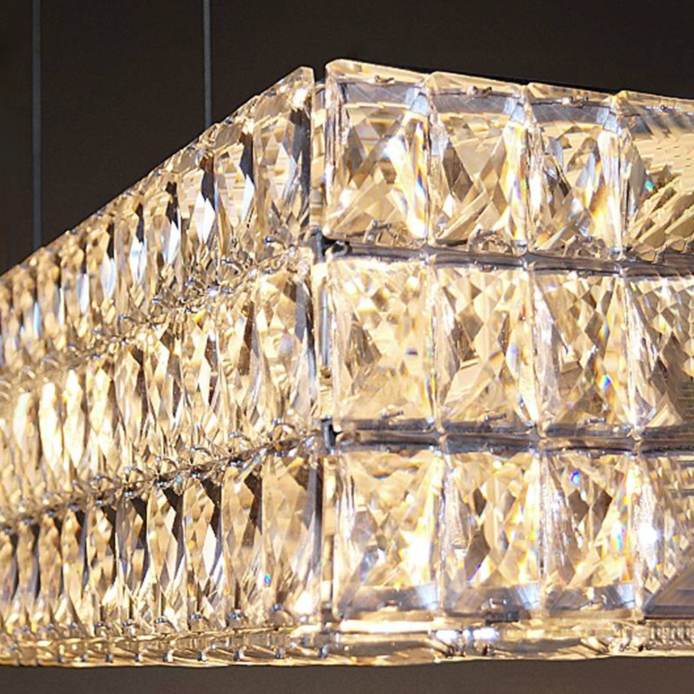 Kristy Rectangular Luxury Crystal Chandelier, 2 Colour