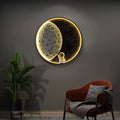 Aria Astronaut Round Moon Black Wall Lamp, Metal