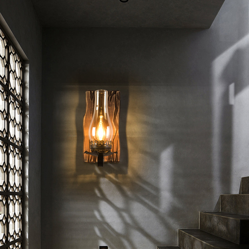 Epoch Wall Lamp Vintage Candle Wooden Glass, Bedroom
