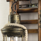 Epoch Vintage Lantern Shape Wood Metal Wall Lamp