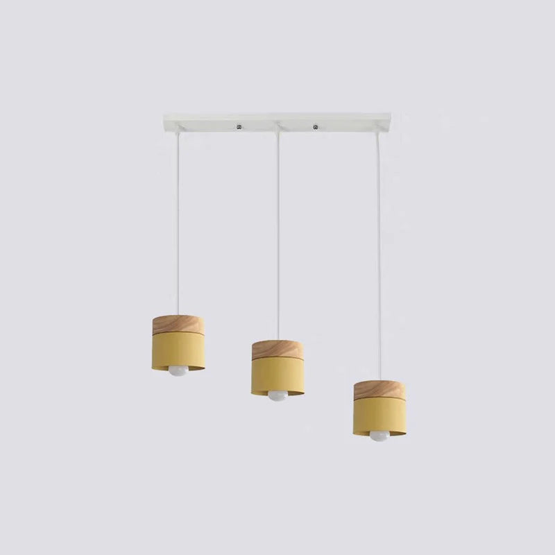 Valentina Modern Can Shape Metal/Wood Pendant Light