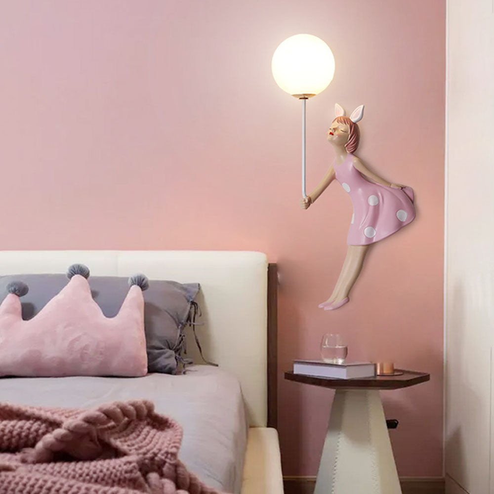 Arisha Modern Balloon/Girl Shape Pink Wall Lamp