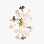 Olivia Decorative Flower in Golden White Ceramic Wall Lamp