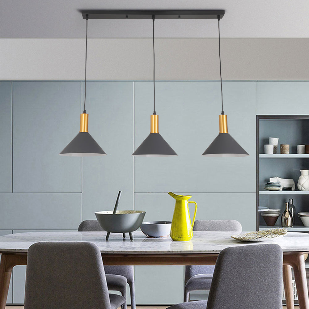 Arisha Modern Minimalist Conic Industrial Cluster Pendant Light, Blue, Metal
